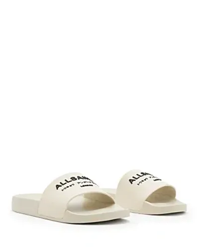 Allsaints Women's Underground Logo Slip On Slide Sandals In White