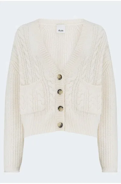 Allude Cable Cardigan In Cream In Beige