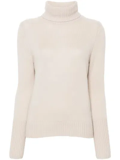 Allude Slim Roll Neck In Marble In Neutrals