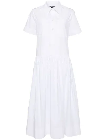 Alohas Bay Poplin Midi Dress In White