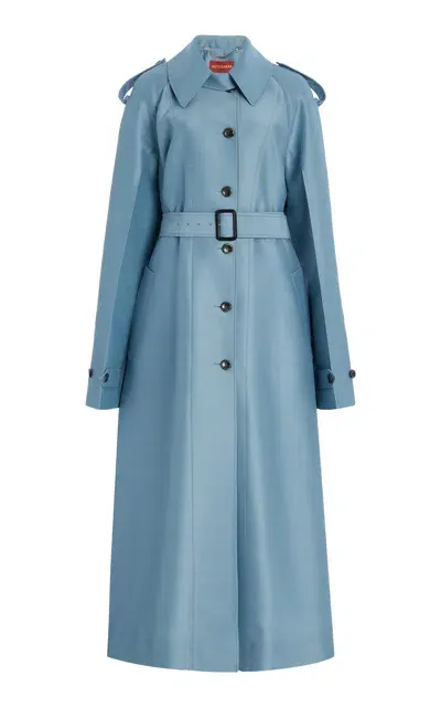 Altuzarra Ace Wool-silk Trench Coat In Blue