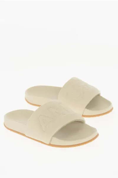 Ambush Solid Color Leather Slides In Neutral