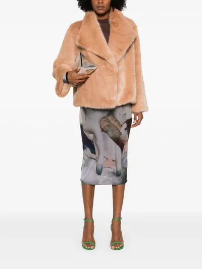 Amen Faux-fur Jacket In Neutrals