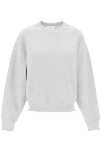 Ami Alexandre Matiussi Organic Cotton Crewneck Sweatshirt In Gray