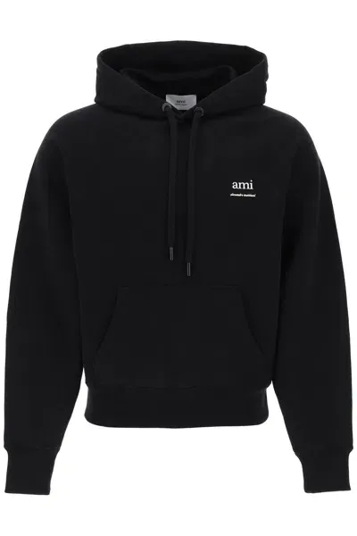 Ami Alexandre Matiussi Organic Cotton Hoodie With Hood In Gray