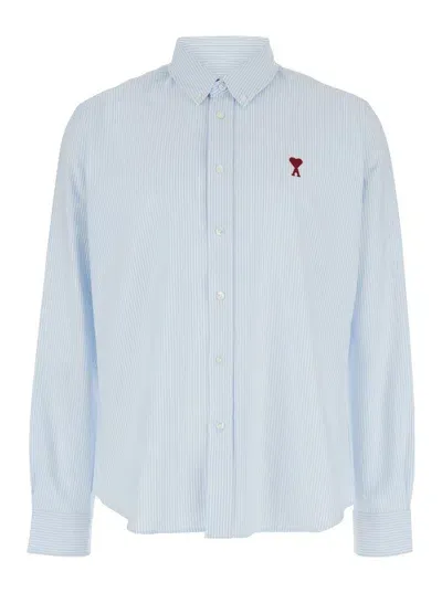 Ami Alexandre Mattiussi Oxford Logo Cotton Shirt In Blue