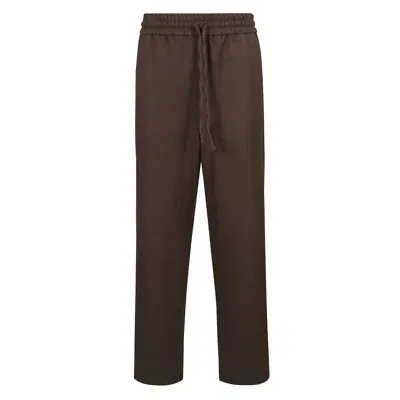 Ami Alexandre Mattiussi Ami Ami Paris Wide Elasticated Waist Trousers In Brown