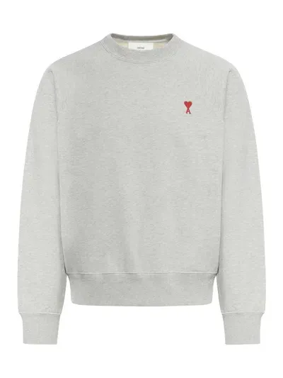 Ami Alexandre Mattiussi Ami Paris Ami De Coeur Crewneck Sweatshirt In Grey