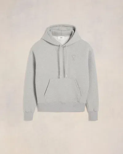 Ami Alexandre Mattiussi Ami De Coeur Hoodie Grey In Heather Ash Grey