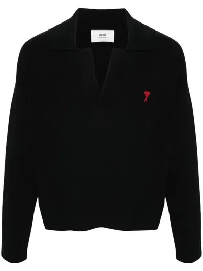 Ami Alexandre Mattiussi Ami-de-coeur-motif Jumper In Black