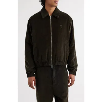 Ami Alexandre Mattiussi Ami Paris Ami De Coeur Corduroy Blouson Jacket In Dark Coffee/221