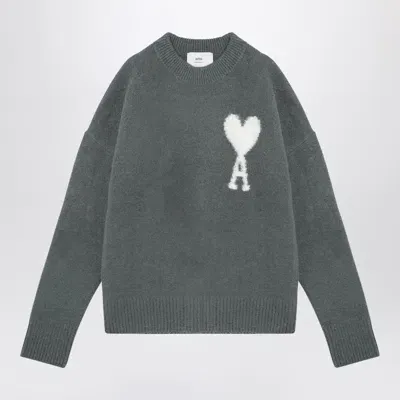 Ami Alexandre Mattiussi Ami Paris Antique Clay Ami De Coeur Alpaca Jumper In Blue