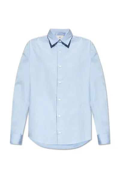 Ami Alexandre Mattiussi Ami Paris Boxy Fit Poplin Shirt In Blue