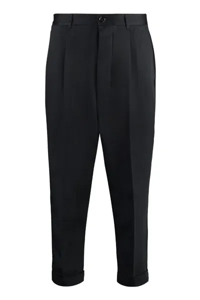 Ami Alexandre Mattiussi Ami Paris Cotton Trousers In Black