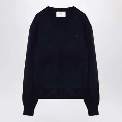 Ami Alexandre Mattiussi Ami Paris Navy Ami De Coeur Sweater In Blue