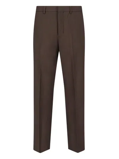 Ami Alexandre Mattiussi Ami Paris Pleated Tailored Trousers In Brown