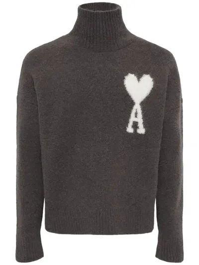 Ami Alexandre Mattiussi Adc Alpaca Blend Turtleneck In Dark Grey