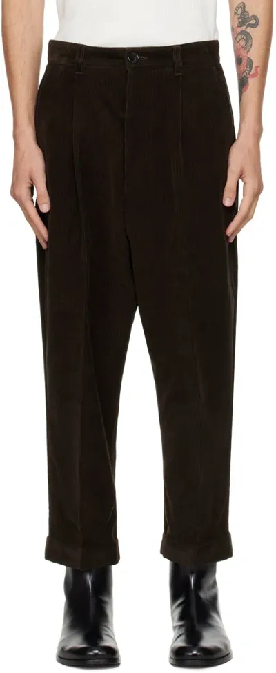 Ami Alexandre Mattiussi Brown Carrot Oversized Trousers In Dark Coffee/221