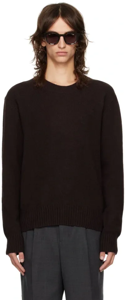 Ami Alexandre Mattiussi Brown Cashmere Ami De Cœur Sweater In Dark Coffee/221