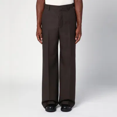 Ami Alexandre Mattiussi Brown Wide-leg Trousers In Wool