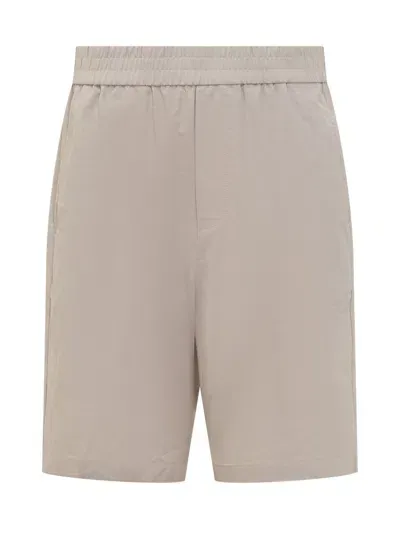 Ami Alexandre Mattiussi Cotton Bermuda With Logo In Beige