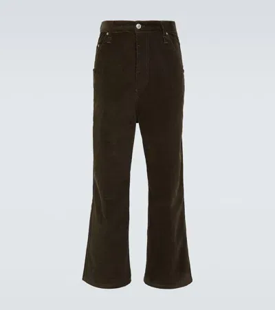 Ami Alexandre Mattiussi Cotton Corduroy Wide-leg Pants In Brown