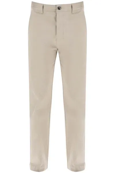 Ami Alexandre Mattiussi Cotton Satin Chino Pants In In Beige