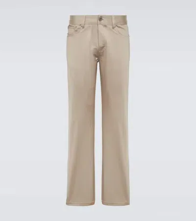 Ami Alexandre Mattiussi Cotton Satin Straight Pants In Beige