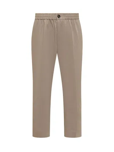 Ami Alexandre Mattiussi Ami Elastic Waist Straight Leg Trousers In Beige