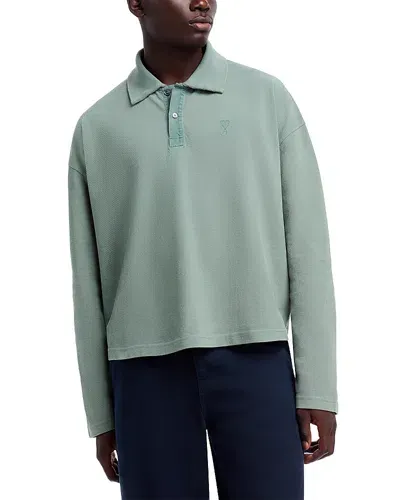 Ami Alexandre Mattiussi Cropped Polo Sweater In Antique Clay