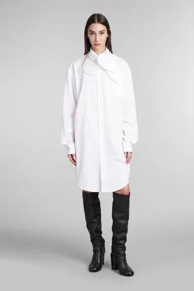 Ami Alexandre Mattiussi Tie-detailed Cotton-poplin Mini Shirt Dress In White