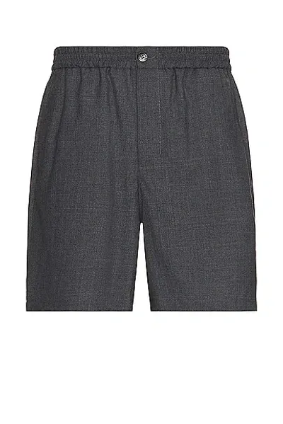 Ami Alexandre Mattiussi Elasticated Waist Shorts In Wool_viscose_canvas_heather_grey