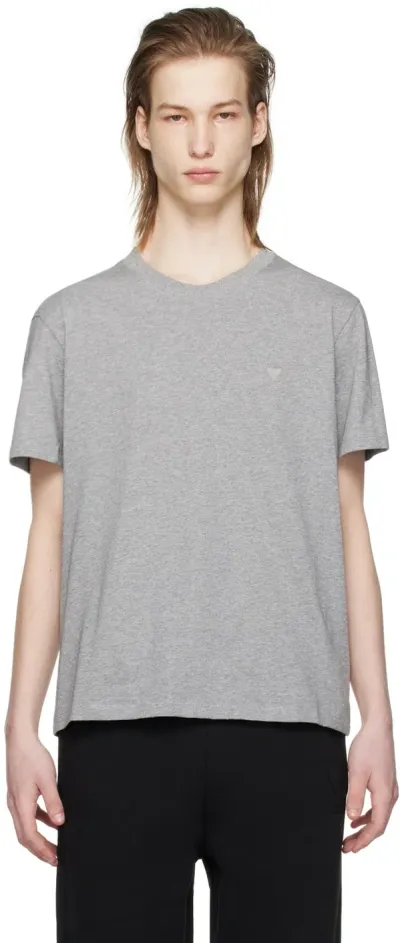 Ami Alexandre Mattiussi Gray Ami De Cœur T-shirt In 055 Heather Grey