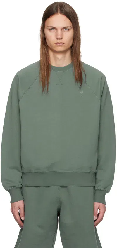 Ami Alexandre Mattiussi Green Ami De Coeur Sweatshirt In Antique Clay/4013