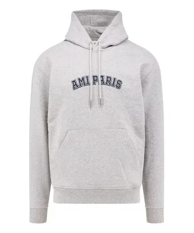 Ami Alexandre Mattiussi Biologic Cotton Sweatshirt With Frontal Logo Print In Grey