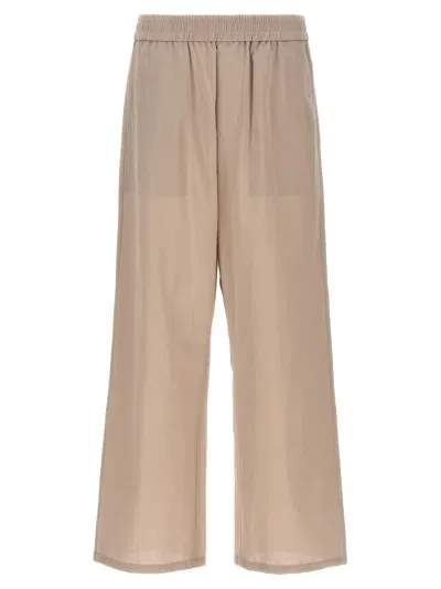 Ami Alexandre Mattiussi Logo Plaque Trousers Pants In Neutral