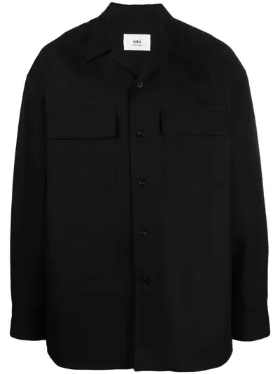 Ami Alexandre Mattiussi Long-sleeve Button-up Shirt In Black