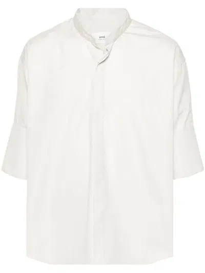 Ami Alexandre Mattiussi Mandarin Collar Shirt In White