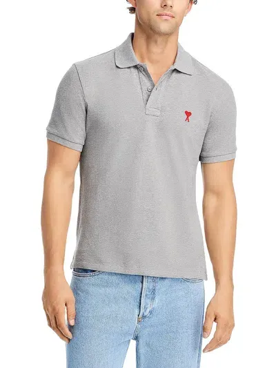 Ami Alexandre Mattiussi De Coeur Polo Shirt Heather Ash Grey