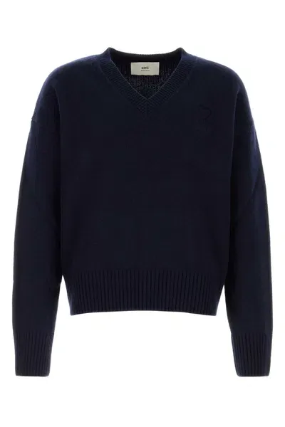 Ami Alexandre Mattiussi Navy Blue Wool Blend Oversize Sweater