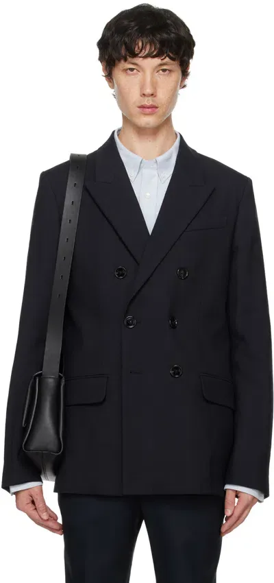 Ami Alexandre Mattiussi Navy Double-breasted Jacket In Navy Blue/4011