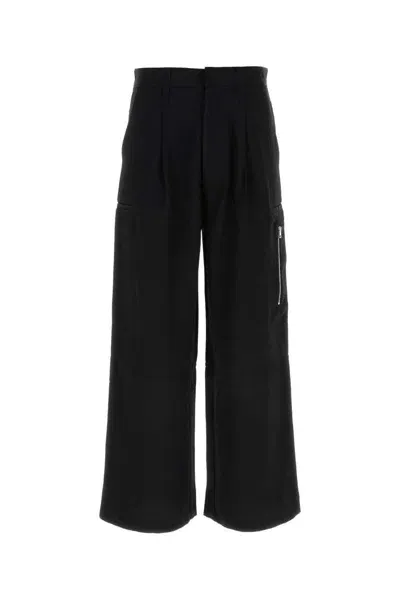 Ami Alexandre Mattiussi Ami Man Black Acetate Blend Wide-leg Pant