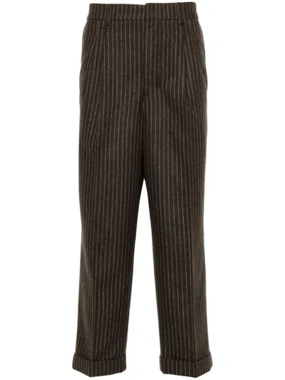 Ami Alexandre Mattiussi Pinstripe Trousers In Brown