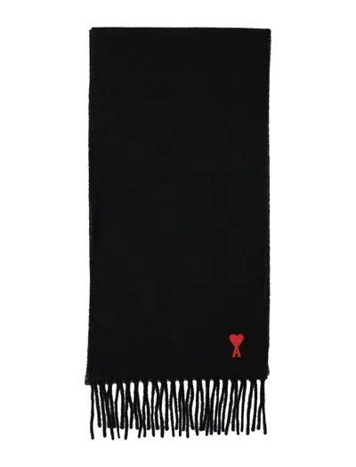 Ami Alexandre Mattiussi Ami Paris Red Adc Scarf In Black