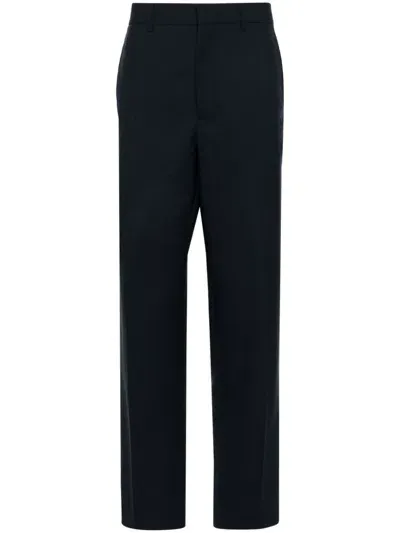 Ami Alexandre Mattiussi Wool Gabardine Wide Pants In Midnight Blue