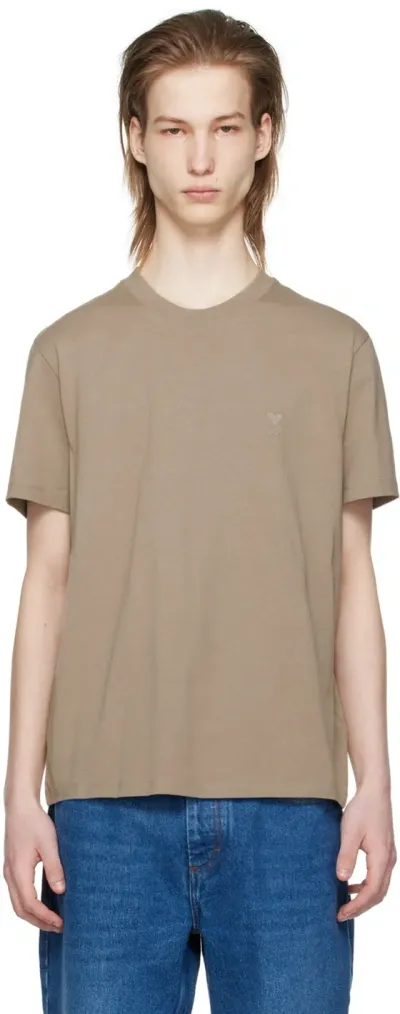 Ami Alexandre Mattiussi Taupe Ami De Cœur T-shirt In 2811 Light Taupe