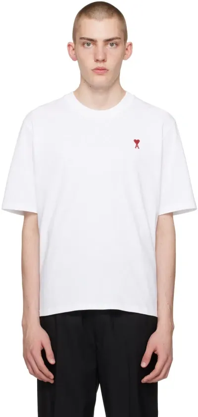 Ami Alexandre Mattiussi White Ami De Cœur T-shirt In 100 White