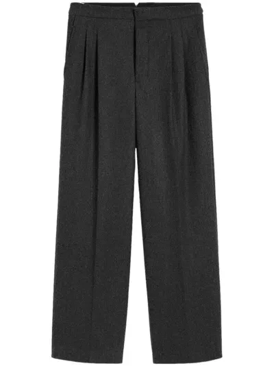 Ami Alexandre Mattiussi Wool Wide-leg Trousers In Grey