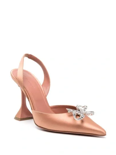 Amina Muaddi Brown Rosie 95 Crystal Slingback Pumps In Pink