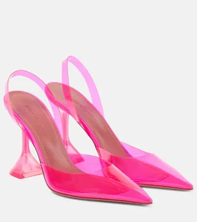 Amina Muaddi Holli Glass Pvc Slingback Pumps In Pink